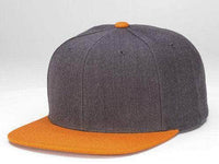 Charcoal Orange 6 PANEL WOOL CUSTOM SNAPBACK cap for Embroidery & laser engraving leather patch