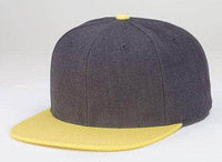 Charcoal Yellow 6 PANEL WOOL CUSTOM SNAPBACK cap for Embroidery & laser engraving leather patch