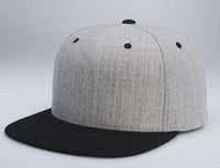 H Grey Black 6 PANEL WOOL CUSTOM SNAPBACK cap for Embroidery & laser engraving leather patch