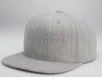 H Grey 6 PANEL WOOL CUSTOM SNAPBACK cap for promotional Embroidery & engraving leather patch