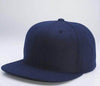 Navy 6 PANEL WOOL CUSTOM SNAPBACK cap for promotional Embroidery & laser engraving leather patch