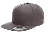 dark grey 5 Panel Snapback cap 2-Tone for custom Embroidery and Laser engraved leather patch