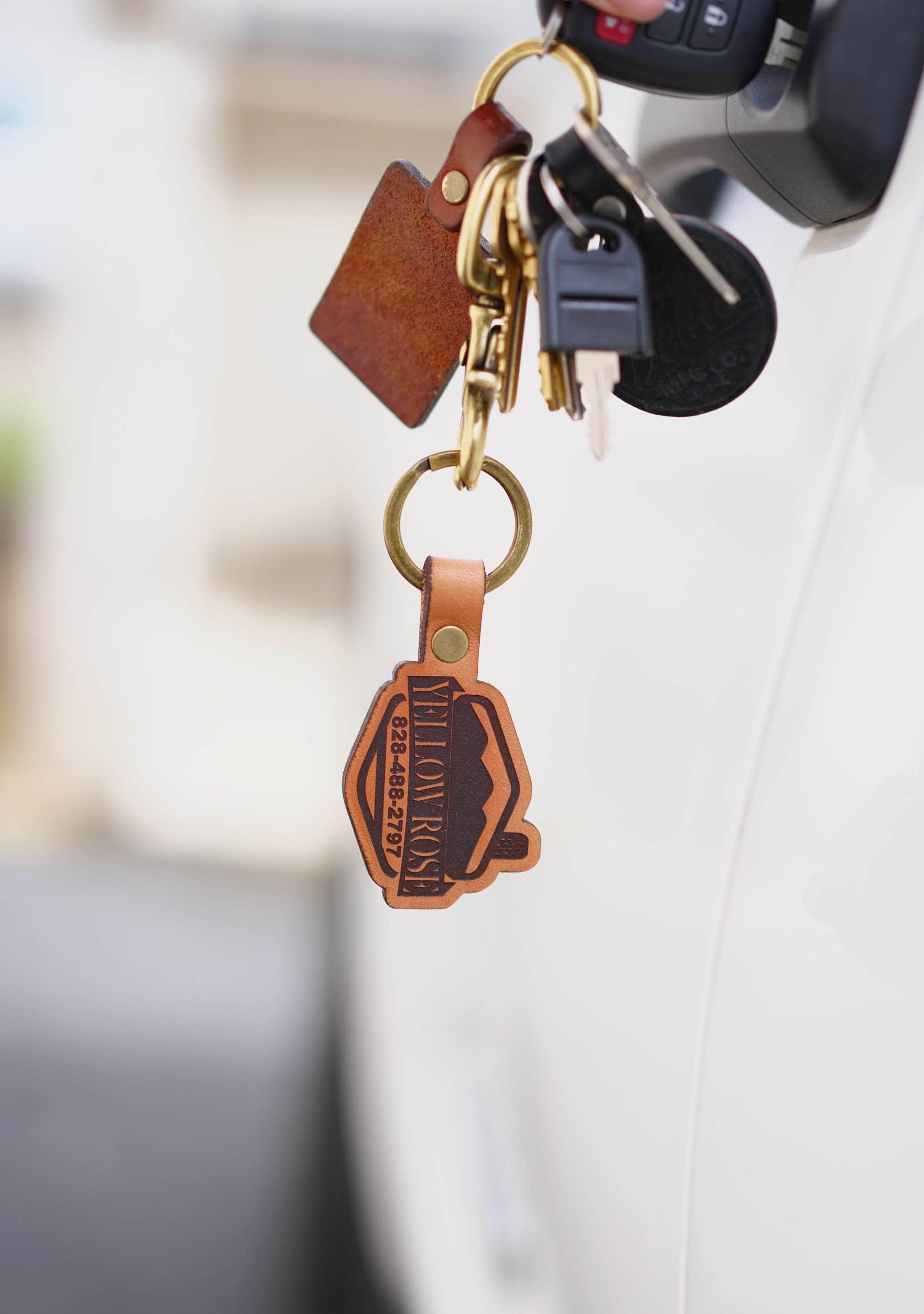 Die Cut (Custom Shape) Engraved Leather Keychains | Custom Keychains With Your Logo in Bulk-Dekni-Creations