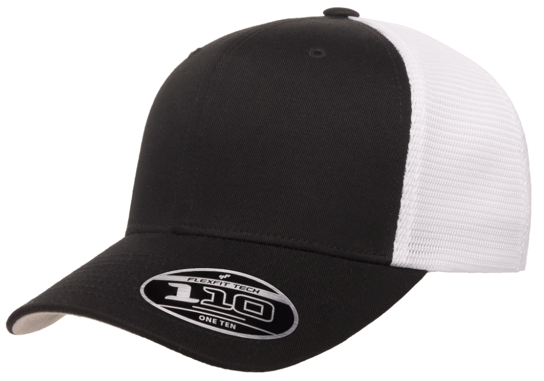 Flexfit 110M(T) – Stretch Mesh Snapback Cap | Custom Hats with Your Logo in Bulk-Black/White-Dekni-Creations