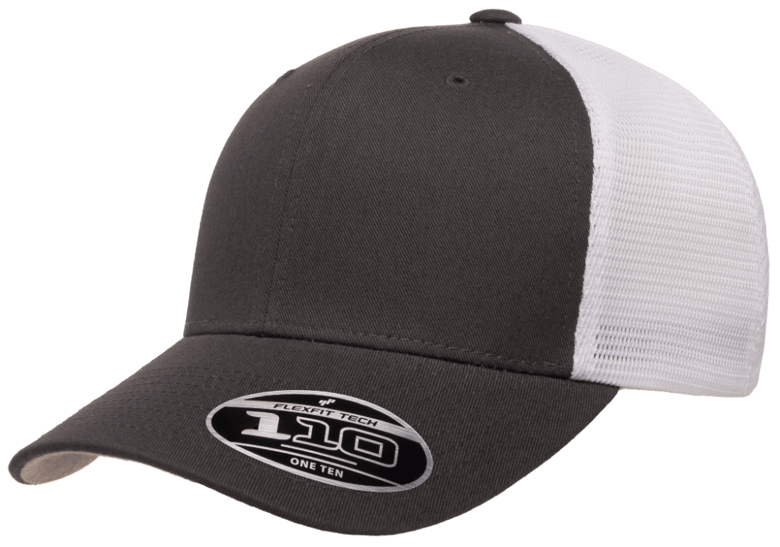 Flexfit 110M(T) – Stretch Mesh Snapback Cap | Custom Hats with Your Logo in Bulk-Charcoal/White-Dekni-Creations