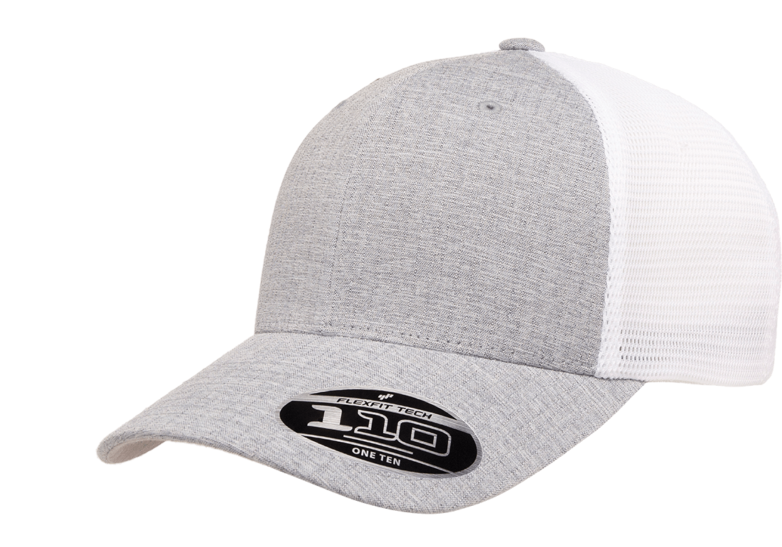 Flexfit 110M(T) – Stretch Mesh Snapback Cap | Custom Hats with Your Logo in Bulk-Melange Silver/White-Dekni-Creations