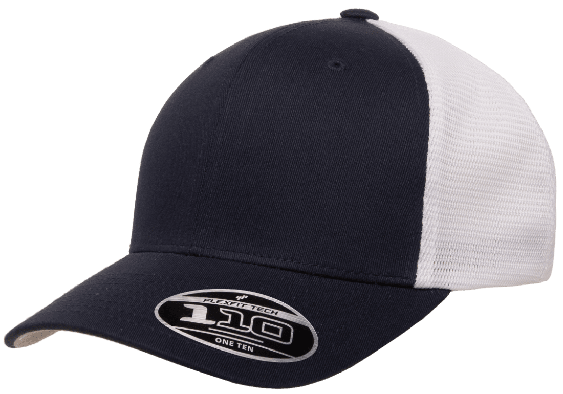 Flexfit 110M(T) – Stretch Mesh Snapback Cap | Custom Hats with Your Logo in Bulk-Navy/White-Dekni-Creations