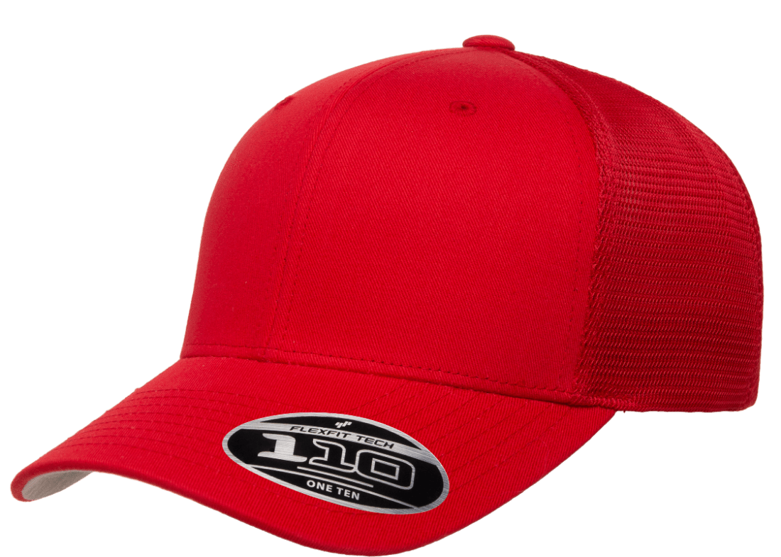 Flexfit 110M(T) – Stretch Mesh Snapback Cap | Custom Hats with Your Logo in Bulk-Red-Dekni-Creations