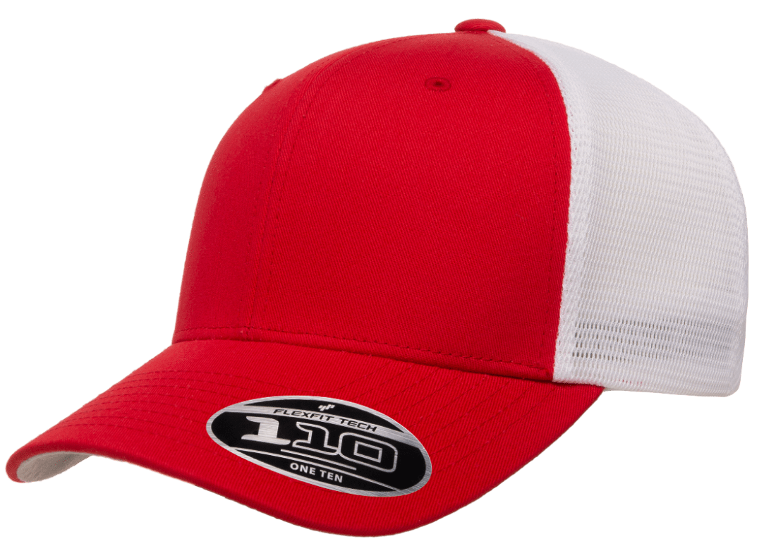 Flexfit 110M(T) – Stretch Mesh Snapback Cap | Custom Hats with Your Logo in Bulk-Red/White-Dekni-Creations