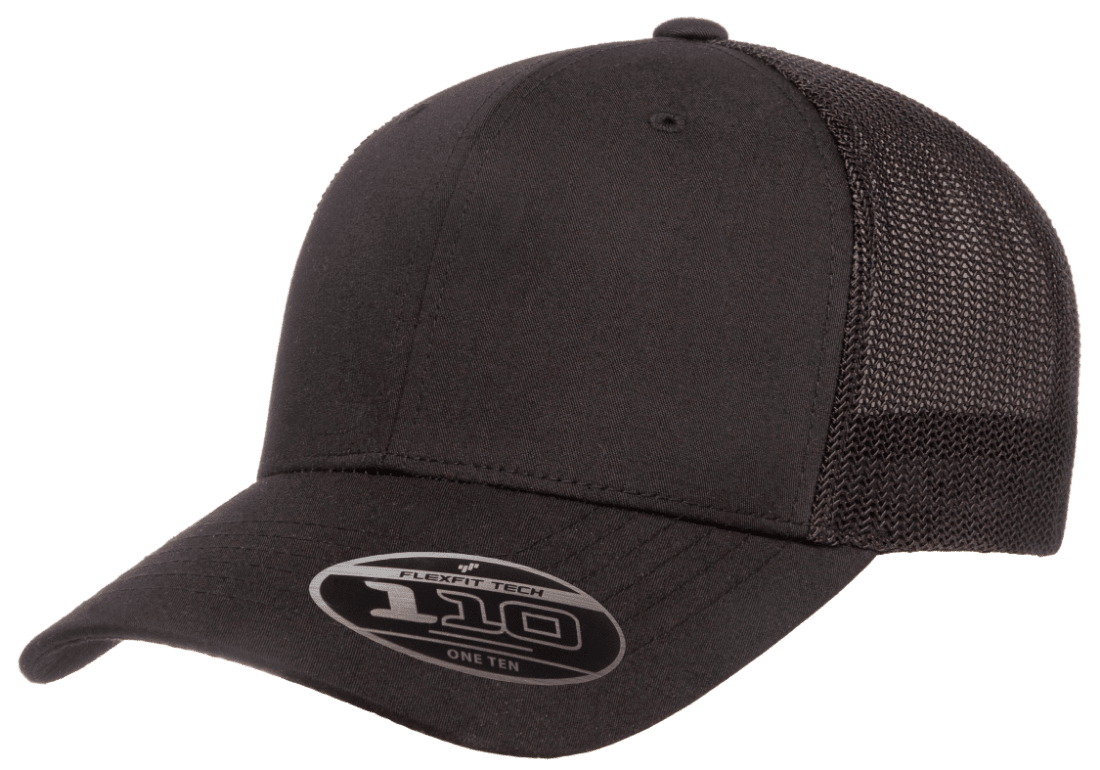 Flexfit 110R(T) – Eco-Friendly Recycled Snapback Cap | Custom Hats with Your Logo in Bulk-Black-Dekni-Creations