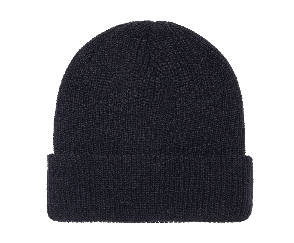 Flexfit 1545K – Ribbed Knit Beanie | Custom Beanies with Your Logo in Bulk-Black-Dekni-Creations