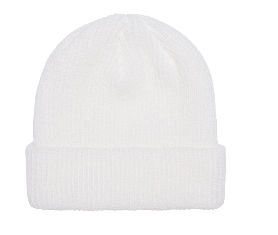 Flexfit 1545K – Ribbed Knit Beanie | Custom Beanies with Your Logo in Bulk-White-Dekni-Creations