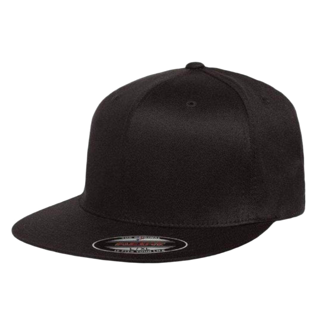 Flexfit 6297F – Pro-Baseball Flat Bill Hat | Custom Hats with Your Logo in Bulk-Black-Dekni-Creations