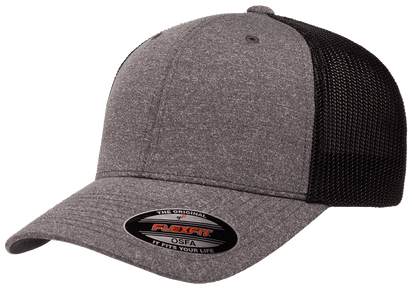 Flexfit 6311 – Melange Mesh Trucker Hat | Custom Hats with Your Logo in Bulk-Dark Heather/Black-Dekni-Creations