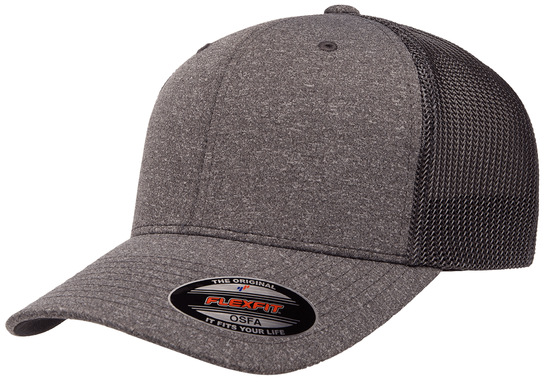 Flexfit 6311 – Melange Mesh Trucker Hat | Custom Hats with Your Logo in Bulk-Dark Heather/Charcoal-Dekni-Creations