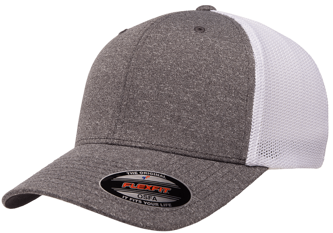 Flexfit 6311 – Melange Mesh Trucker Hat | Custom Hats with Your Logo in Bulk-Dark Heather/White-Dekni-Creations