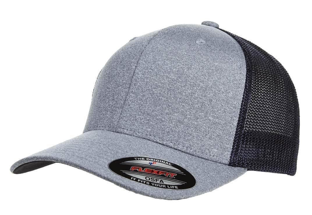 Flexfit 6311 – Melange Mesh Trucker Hat | Custom Hats with Your Logo in Bulk-Heather/Navy-Dekni-Creations