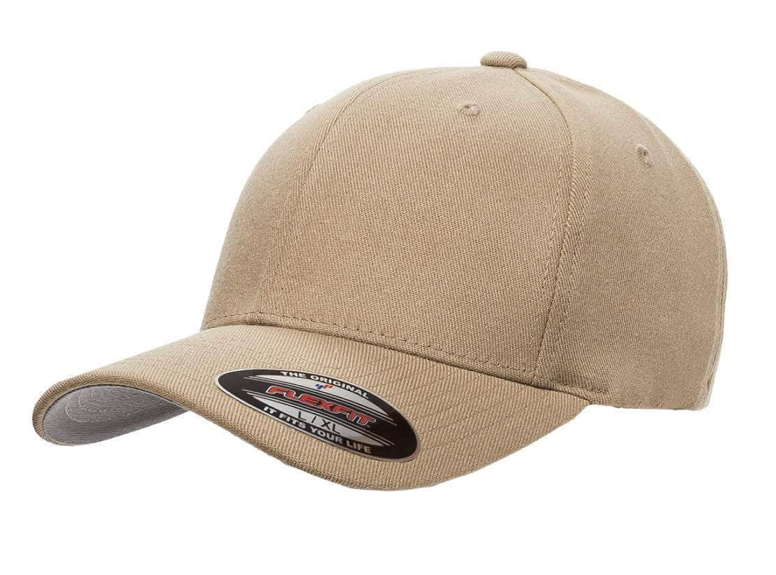 Flexfit 6477 – Wool Blend Fitted Cap | Custom Hats with Your Logo in Bulk-Khaki-Dekni-Creations