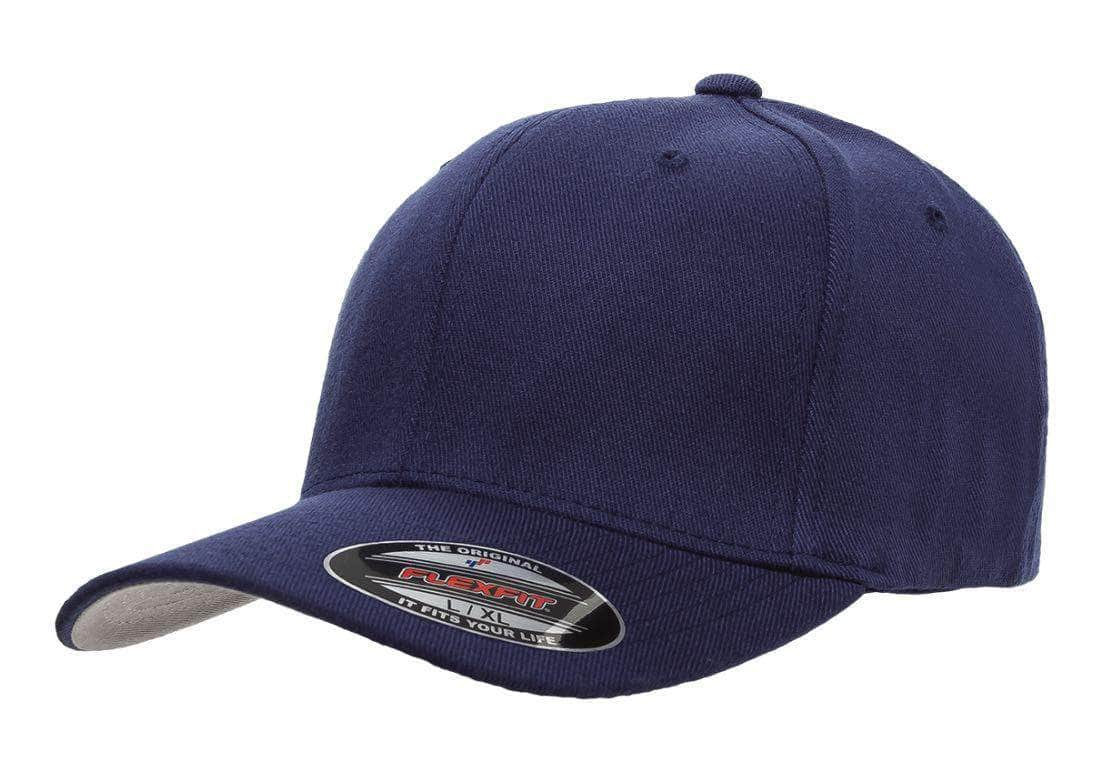 Flexfit 6477 – Wool Blend Fitted Cap | Custom Hats with Your Logo in Bulk-Navy-Dekni-Creations