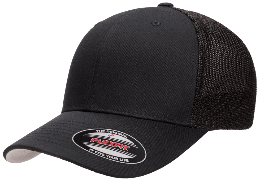 Flexfit 6511(T) – Fitted Trucker Stretch Mesh Cap | Custom Hats with Your Logo in Bulk-Black-Dekni-Creations