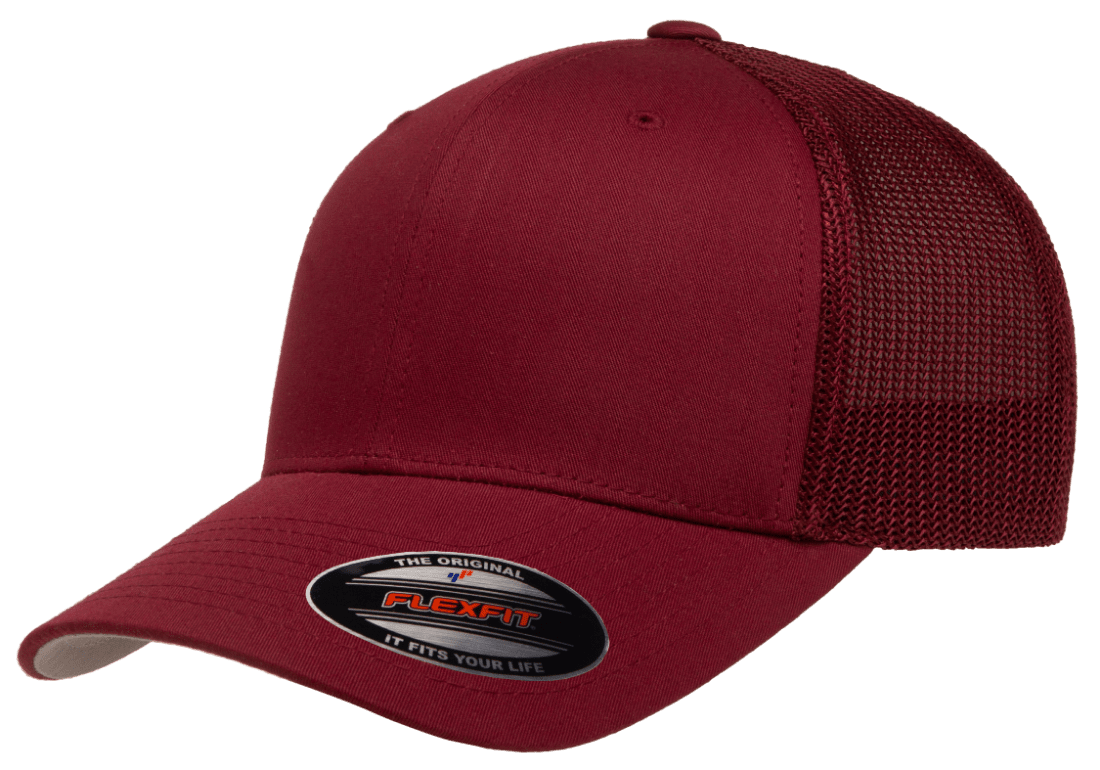 Flexfit 6511(T) – Fitted Trucker Stretch Mesh Cap | Custom Hats with Your Logo in Bulk-Cranberry-Dekni-Creations