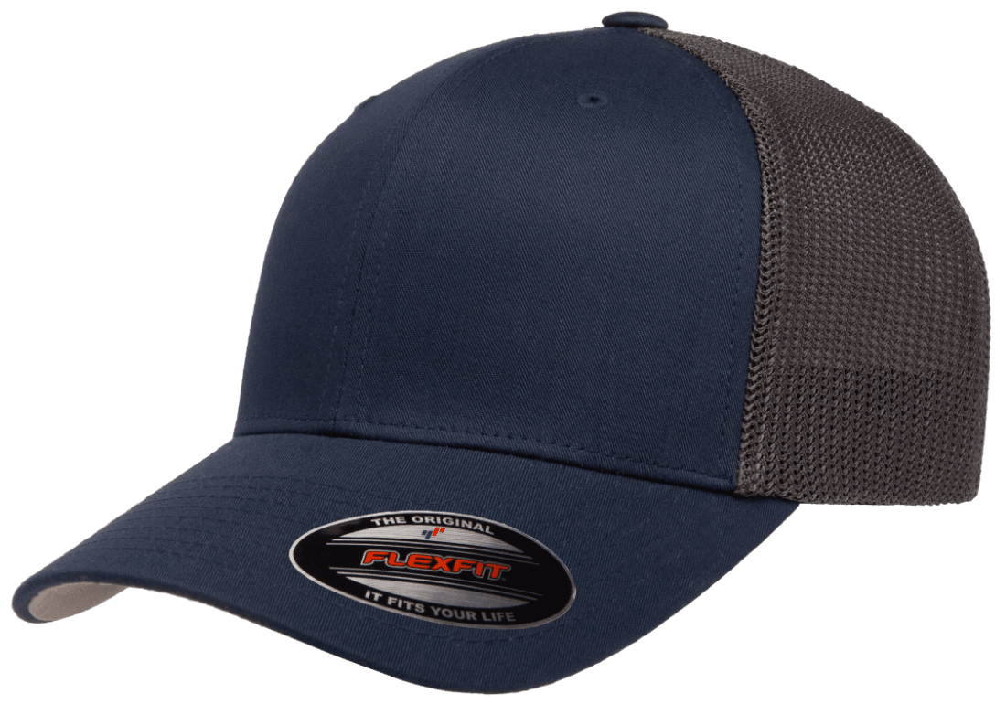 Flexfit 6511(T) – Fitted Trucker Stretch Mesh Cap | Custom Hats with Your Logo in Bulk-Navy/Graphite T-Dekni-Creations