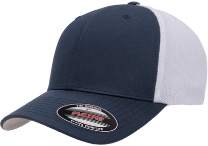 Flexfit 6511(T) – Fitted Trucker Stretch Mesh Cap | Custom Hats with Your Logo in Bulk-Navy/White-Dekni-Creations