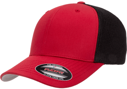 Flexfit 6511(T) – Fitted Trucker Stretch Mesh Cap | Custom Hats with Your Logo in Bulk-Red/Black-Dekni-Creations