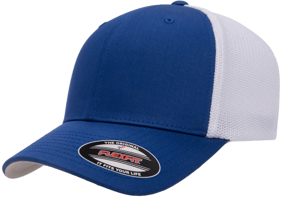 Flexfit 6511(T) – Fitted Trucker Stretch Mesh Cap | Custom Hats with Your Logo in Bulk-Royal/White-Dekni-Creations