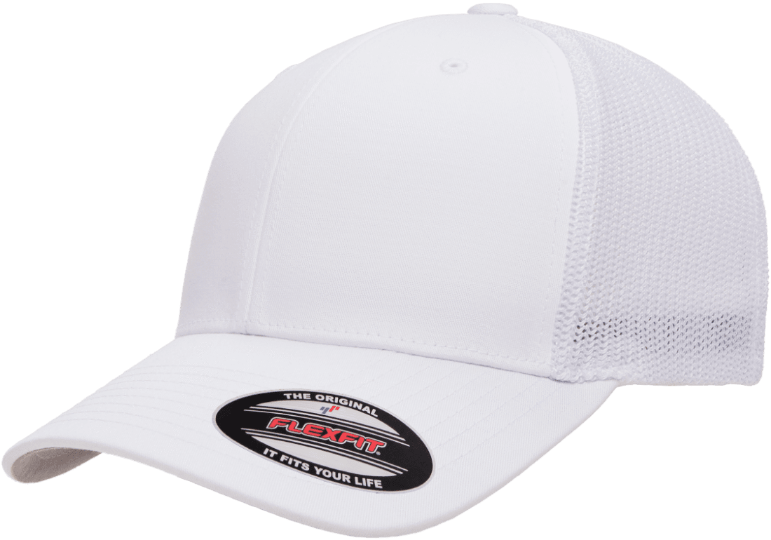 Flexfit 6511(T) – Fitted Trucker Stretch Mesh Cap | Custom Hats with Your Logo in Bulk-White-Dekni-Creations