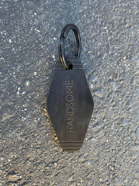 Black Personalized Custom Laser Engraved Hotel Leather Key Chain in bulk and promo swag branding