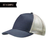 Navy Mesh Eco Hemp Baseball Trucker Cap for Custom Embroidery & laser engraving leather patch