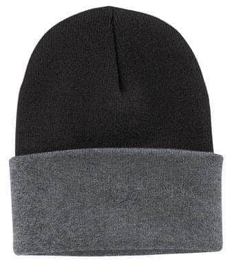 Port & Company CP90 – Knit Cap Stocking Beanie | Custom Beanies with Your Logo in Bulk-Black/ Athletic Oxford-Dekni-Creations