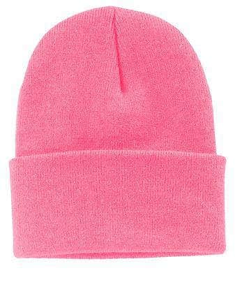 Port & Company CP90 – Knit Cap Stocking Beanie | Custom Beanies with Your Logo in Bulk-Neon Pink Glo-Dekni-Creations