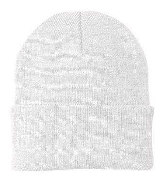 Port & Company CP90 – Knit Cap Stocking Beanie | Custom Beanies with Your Logo in Bulk-White-Dekni-Creations