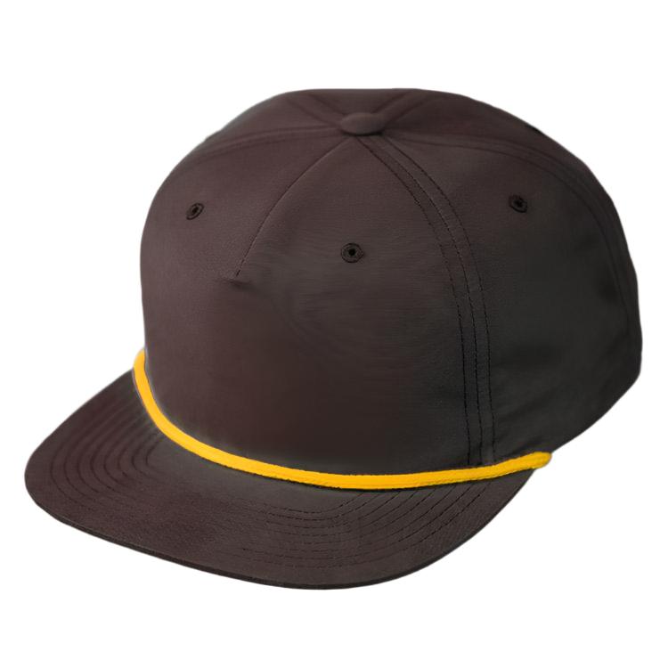 Private Label C55-N – Pinch Front Grandpa Flat Bill Rope Hat | Custom Hats with Your Logo in Bulk-Brown/Yellow-Dekni-Creations