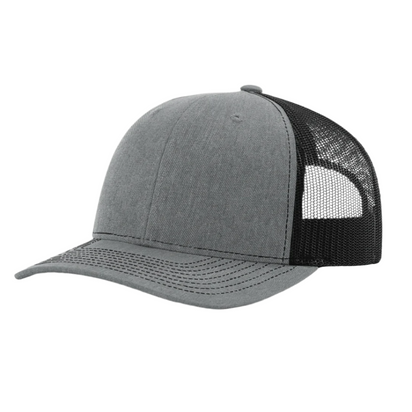 Richardson 112 Youth – Snapback Trucker Hat | Custom Hats with Your Logo in Bulk-Heather Grey/Black-Dekni-Creations