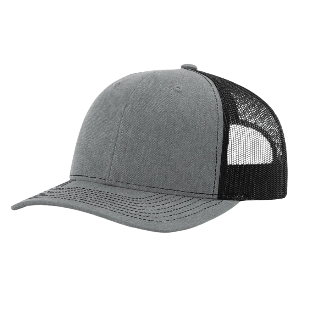 Richardson 112 Youth – Snapback Trucker Hat | Custom Hats with Your Logo in Bulk-Heather Grey/Black-Dekni-Creations