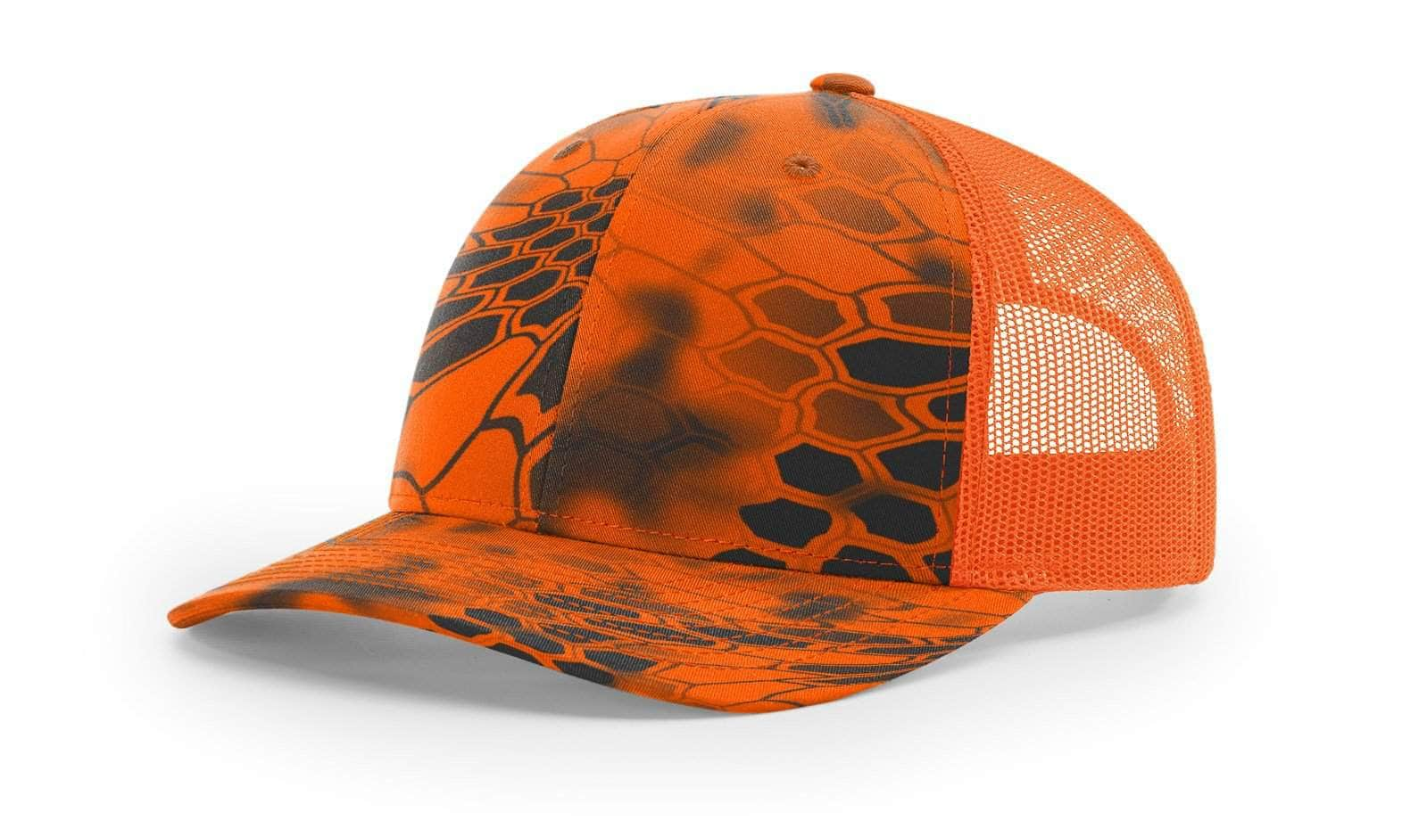 Richardson 112P – Printed Trucker Hat | Custom Hats with Your Logo in Bulk-Inferno/Blaze Orange-Dekni-Creations