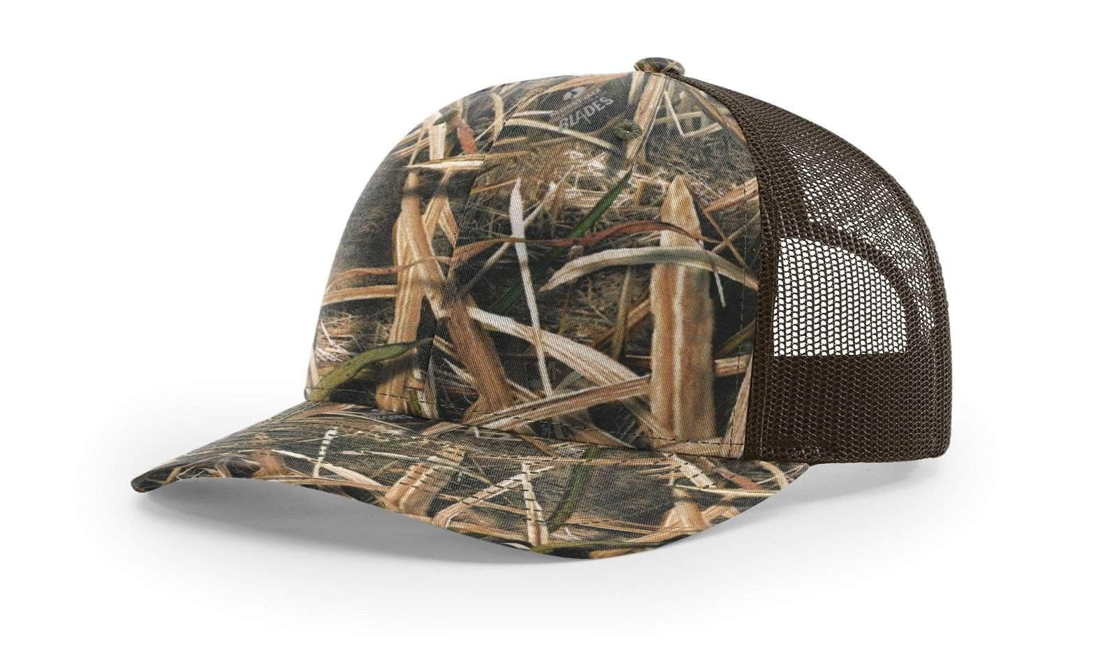 Richardson 112P – Printed Trucker Hat | Custom Hats with Your Logo in Bulk-Mossy Oak Habitat/Brown-Dekni-Creations