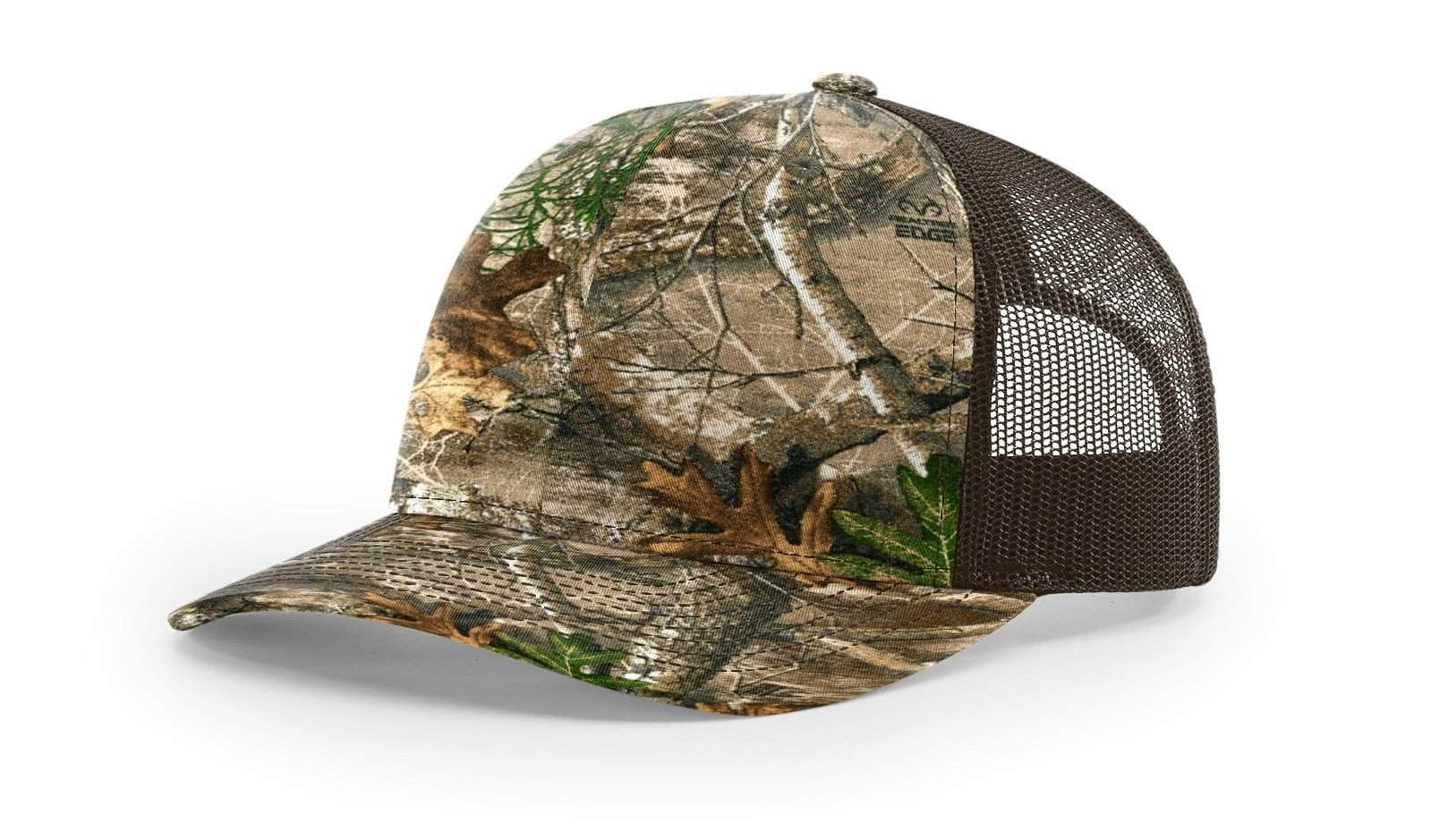 Richardson 112P – Printed Trucker Hat | Custom Hats with Your Logo in Bulk-Realtree Edge/Brown-Dekni-Creations