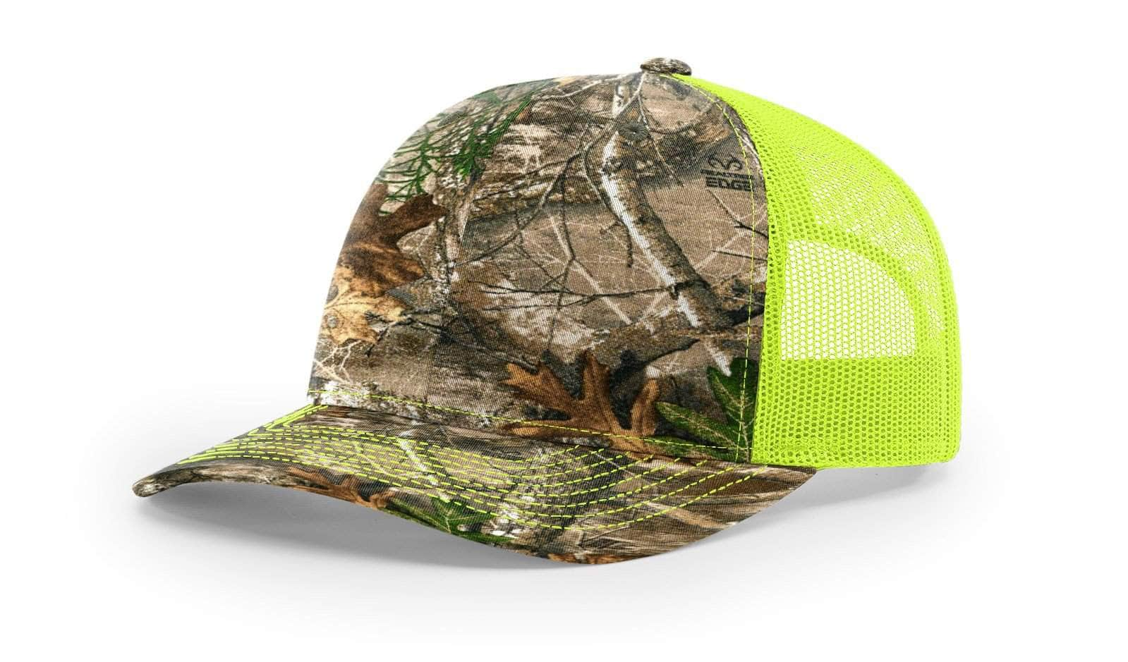 Richardson 112P – Printed Trucker Hat | Custom Hats with Your Logo in Bulk-Realtree Edge/Neon Yellow-Dekni-Creations