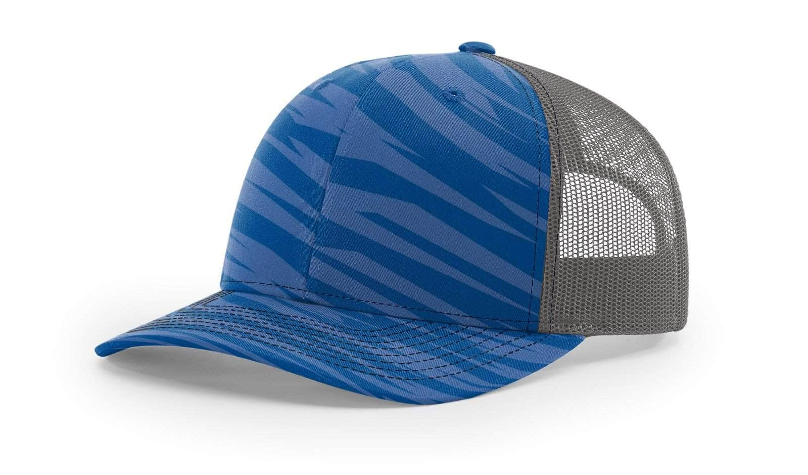 Richardson 112P – Printed Trucker Hat | Custom Hats with Your Logo in Bulk-Streak Blue Camo/Charcoal-Dekni-Creations