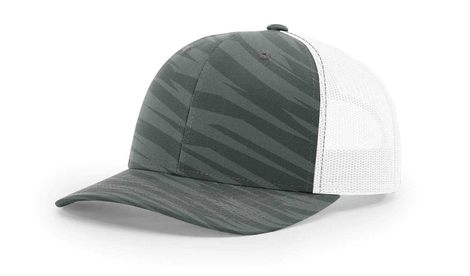 Richardson 112P – Printed Trucker Hat | Custom Hats with Your Logo in Bulk-Streak Charcoal Camo/White-Dekni-Creations