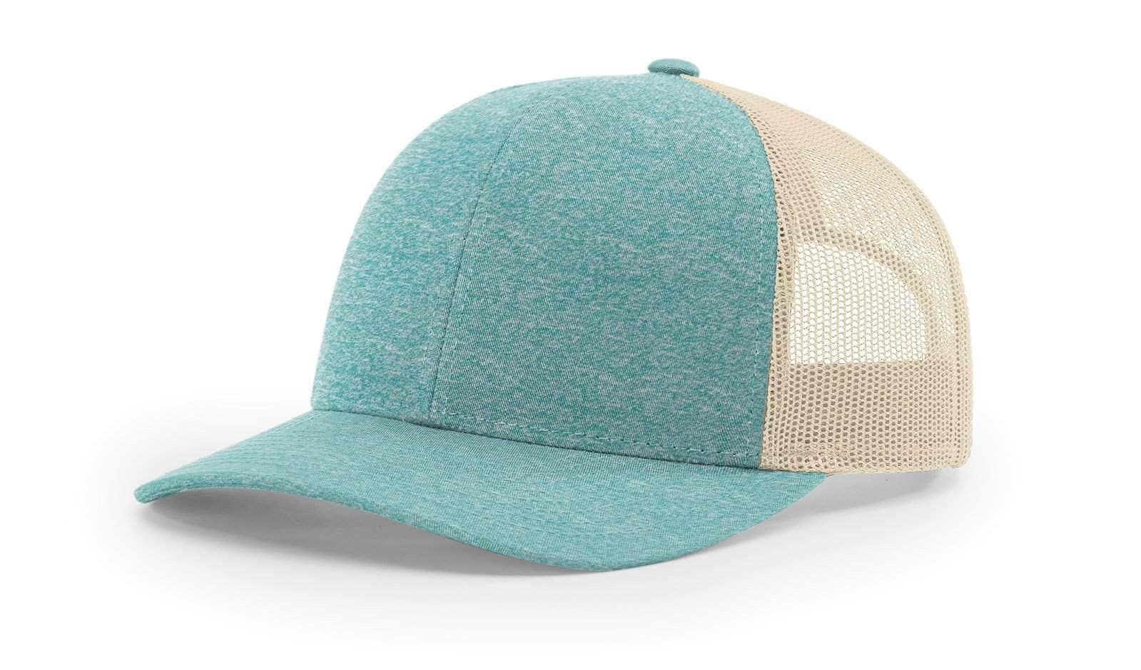 Richardson 115CH – Low-Profile Heathered Trucker Hat | Custom Hats with Your Logo in Bulk-Green Teal Heather/Birch-Dekni-Creations