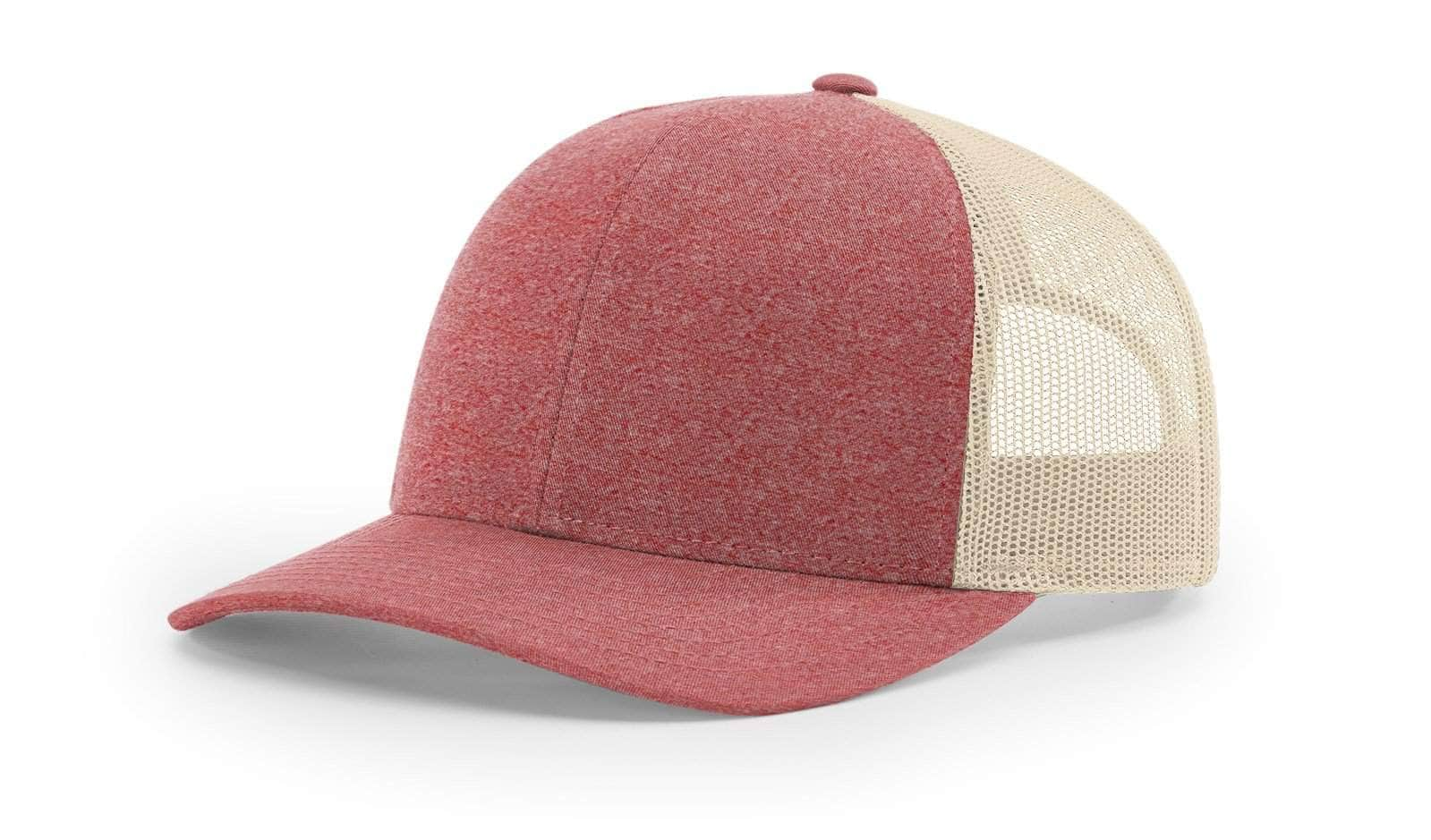 Richardson 115CH – Low-Profile Heathered Trucker Hat | Custom Hats with Your Logo in Bulk-Red Heather/Birch-Dekni-Creations