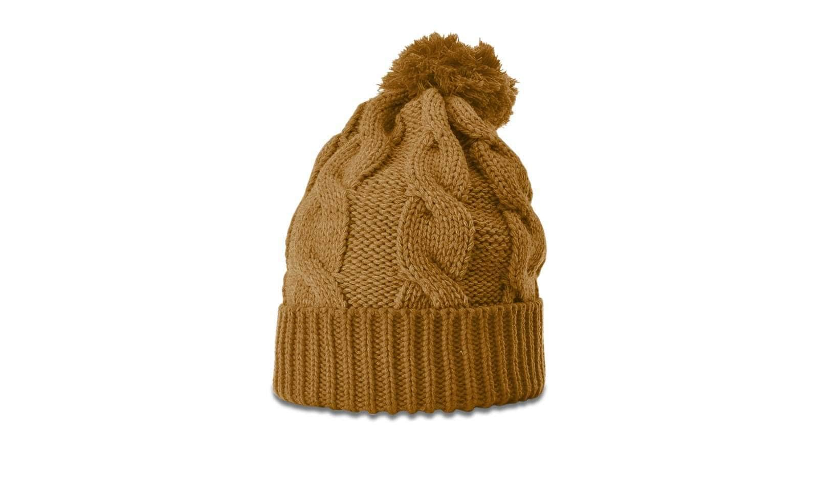 Richardson 141 – Chunk Twist Knit Cuffed Beanie with Pom | Custom Beanies with Your Logo in Bulk-Camel-Dekni-Creations