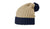 Richardson 143 – Chunky Cable Knit Slouch Beanie with Cuff & Pom | Custom Beanies with Your Logo in Bulk-Stone/Navy-Dekni-Creations