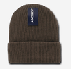 brown cuff knit beanie hat for custom personalized Embroidery and Laser engraved leather patch
