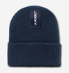 navy cuff knit beanie hat for custom personalized Embroidery and Laser engraved leather patch